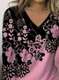 T-shirts Décontracté Floral Printemps / Automne Col V Quotidien Coupe Régulière Droit Régulier T.-N.-L. pour Femmes
