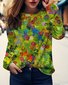 T-shirts Décontracté Papillon Printemps / Automne Ample Jersey Col Rond Régulier Droit Régulier pour Femmes