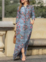 Femmes Géométrique Rose Col Montant Confortable Robe Maxi Décontracté