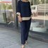 Deux Pièces Ensembles Décontracté Bloc de Couleur Printemps / Automne Naturel Quotidien Ample Top Avec Pantalons Droit Régulier pour Femmes