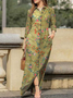 Femmes Géométrique Rose Col Montant Confortable Robe Maxi Décontracté