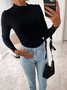 Pulls Femmes Décontracté Plain Printemps / Automne Micro-élasticité Quotidien Manches Longues Col Rond Droit Régulier