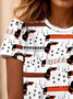 T-shirts Décontracté Été Chien Micro-élasticité Quotidien Ample Jersey Droit Régulier pour Femmes
