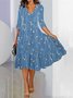 Femmes Floral Couleur 1 Col V Confortable Robe Mi-Longue Décontracté