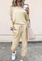 Deux Pièces Ensembles Femmes Décontracté Plain Printemps / Automne Naturel Ample Jersey Manches Longues Top Avec Pantalons Régulier