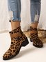 Chelsea Bottes Décontracté Motif Léopard Automne Zip à Bout Pointu Faux Suède PU Caoutchouc Chelsea Bottes pour femmes