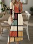 Femmes Abstrait Graphique Couleur 4 Col V Confortable Robe Maxi Décontracté