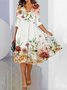 Femmes Floral Couleur 1 Col V Confortable Robe Mi-Longue Décontracté