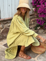 Femmes Plain Jaune Col V Confortable Robe Maxi Décontracté