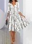 Femmes Floral Couleur 1 Col V Confortable Robe Mi-Longue Décontracté