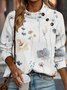 Sweat-shirts Femmes Décontracté Floral Printemps / Automne Boutonné Col Montant Quotidien Manches Longues Régulier Régulier