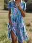 Femmes Rayé Brun Col de Chemise Confortable Mini Robe Décontracté