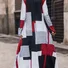 Femmes Géométrique Noir Col Rond Confortable Robe Maxi Décontracté