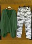 Deux Pièces Ensembles Décontracté Printemps / Automne Camouflage Naturel Micro-élasticité Quotidien Manches trois quarts Top Avec Pantalons Régulier pour Femmes