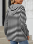 Sweat-shirts Rayé Décontracté Printemps / Automne Polyester Zip Sweat-shirt à Capuche Micro-élasticité Manches Longues Régulier pour Femmes