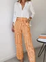 Deux Pièces Ensembles Décontracté Abstrait Printemps / Automne Polyester Micro-élasticité Ample Top Avec Pantalons Droit Régulier pour Femmes