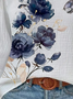 T-shirts Femmes Décontracté Floral Printemps / Automne Coton Imprimé Quotidien Ample Régulier Droit