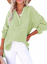 Chemises Femmes Décontracté Plain Printemps / Automne Polyester Col V Aucune élasticité Régulier Droit Boucle