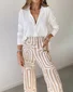 Deux Pièces Ensembles Décontracté Abstrait Printemps / Automne Polyester Micro-élasticité Ample Top Avec Pantalons Droit Régulier pour Femmes