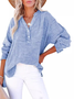 Chemises Femmes Décontracté Plain Printemps / Automne Polyester Col V Aucune élasticité Régulier Droit Boucle