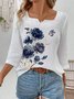 T-shirts Femmes Décontracté Floral Printemps / Automne Coton Imprimé Quotidien Ample Régulier Droit