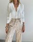 Deux Pièces Ensembles Décontracté Abstrait Printemps / Automne Polyester Micro-élasticité Ample Top Avec Pantalons Droit Régulier pour Femmes