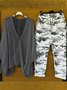 Deux Pièces Ensembles Décontracté Printemps / Automne Camouflage Naturel Micro-élasticité Quotidien Manches trois quarts Top Avec Pantalons Régulier pour Femmes
