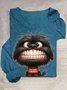 T-shirts Décontracté Printemps / Automne Chien Ample Manches Longues en Mélangé de Coton Régulier Régulier Oui pour Femmes