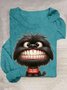 T-shirts Décontracté Printemps / Automne Chien Ample Manches Longues en Mélangé de Coton Régulier Régulier Oui pour Femmes