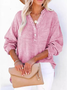Chemises Femmes Décontracté Plain Printemps / Automne Polyester Col V Aucune élasticité Régulier Droit Boucle