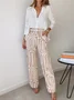 Deux Pièces Ensembles Décontracté Abstrait Printemps / Automne Polyester Micro-élasticité Ample Top Avec Pantalons Droit Régulier pour Femmes