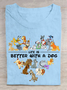 T-shirts Décontracté Été Chien Polyester Léger Micro-élasticité Manches Courtes Régulier Droit pour Femmes