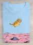 T-shirts Décontracté Été Chat Quotidien Ample Manches Courtes Régulier Droit Élasticité moyenne pour Femmes