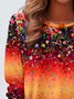 T-shirts Femmes Décontracté Printemps / Automne Floral Motif Imprimé Quotidien Manches Longues Col Rond Droit Non