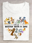 T-shirts Décontracté Été Chien Polyester Léger Micro-élasticité Manches Courtes Régulier Droit pour Femmes