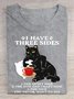 T-shirts Décontracté Été Chat Col Rond Régulier Droit Régulier Élasticité moyenne Oui pour Femmes