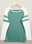 T-shirts Décontracté Bloc de Couleur Printemps / Automne Micro-élasticité Jersey Col Rond Régulier Droit Régulier pour Femmes