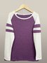 T-shirts Décontracté Bloc de Couleur Printemps / Automne Micro-élasticité Jersey Col Rond Régulier Droit Régulier pour Femmes