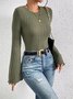 Chemisiers1 Décontracté Plain Printemps / Automne Polyester Naturel à Haute Élasticité Régulier Droit Régulier pour Femmes