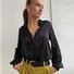 Chemises Femmes Décontracté Plain Printemps / Automne Polyester Coupe Régulière Manches Longues Régulier Droit Col de Chemise