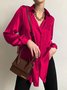 Chemises Femmes Décontracté Plain Printemps / Automne Polyester Coupe Régulière Manches Longues Régulier Droit Col de Chemise
