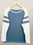 T-shirts Décontracté Bloc de Couleur Printemps / Automne Micro-élasticité Jersey Col Rond Régulier Droit Régulier pour Femmes