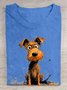T-shirts Femmes Décontracté Été Chien Coton Quotidien Manches Courtes Col Rond Régulier Élasticité moyenne