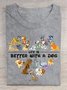 T-shirts Décontracté Été Chien Polyester Léger Micro-élasticité Manches Courtes Régulier Droit pour Femmes