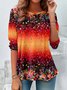 T-shirts Femmes Décontracté Printemps / Automne Floral Motif Imprimé Quotidien Manches Longues Col Rond Droit Non