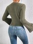 Chemisiers1 Décontracté Plain Printemps / Automne Polyester Naturel à Haute Élasticité Régulier Droit Régulier pour Femmes