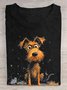 T-shirts Femmes Décontracté Été Chien Coton Quotidien Manches Courtes Col Rond Régulier Élasticité moyenne