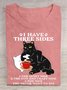 T-shirts Décontracté Été Chat Col Rond Régulier Droit Régulier Élasticité moyenne Oui pour Femmes