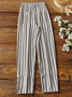 Pantalons Femmes Rayé Décontracté Printemps / Automne Polyester Naturel Ample Long Droit Régulier