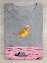 T-shirts Décontracté Été Chat Quotidien Ample Manches Courtes Régulier Droit Élasticité moyenne pour Femmes